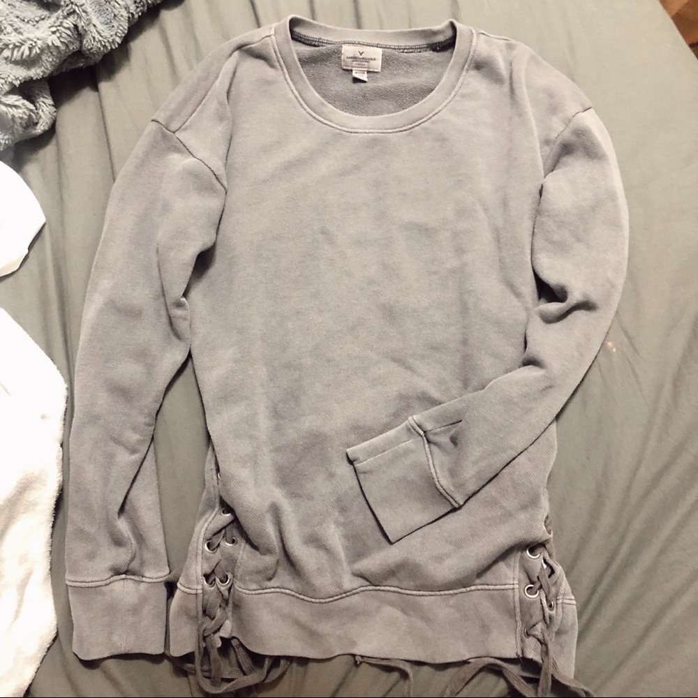 American Eagle Tie Up Side Crewneck Sweatshirt